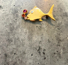 Vintage 3 Fish Brooch Lot – Gold Tone with colorful rhinestones on 2 brooches