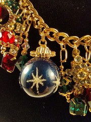 Lunch at the Ritz Christmas Tree Wreath Candy Cane Red Green Gold Blue Necklace