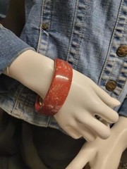 Vintage Brick Red Sand Bangle Bracelet Made in Italy Large Ladies Size