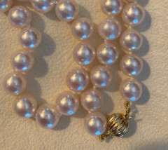 Vintage Akoya 16.25” 8.5-9 mm 14k Ball Clasp, Pink High Luster Necklace
