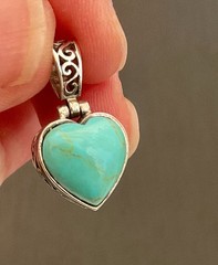 Vintage Sterling Silver 925 & Turquoise Heart Pendant