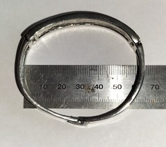 Vintage Silver Tone Hinged Bangle Embellished with Pavé Crystals 62 mm