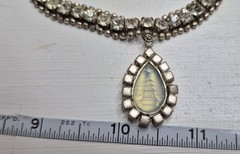 1950s Opaline Glass Intaglio Pagoda Design Demi-Parure Necklace Earrings Set