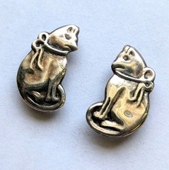 Vintage 925 Sterling Silver Sitting Cat Stud Earrings
