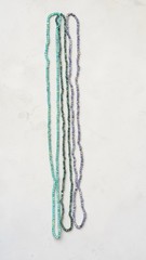 Vintage 80s Blue Green Beaded Twist Necklace Lot Multi Strand No Clasp Statement