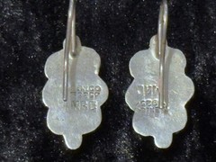 Sterling Silver 925 Mexico Foil Fire Opal Earrings Marquise Dangle MRC Maker Mar