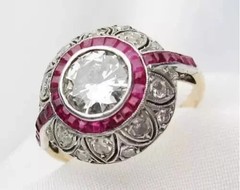 2Ct Art Deco Style Round Cut Lab Created Diamond 14K Yellow Gold FN Wedding Ring