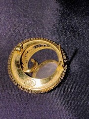 JJJ 12K GF Filigree Rose Quartz Brooch Vintage