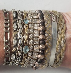 Vtg Sterling Silver Gold Tennis & Chain Bracelets Lot of 10 Diamond CZ Topaz