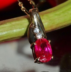10k yellow gold pendant 0.93ct lab created ruby solitaire charm 0.95gr N3634