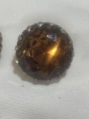 Vintage JULIANA DELIZZA Root Beer Amber Topaz Rhinestone Dangle Brooch Earrings