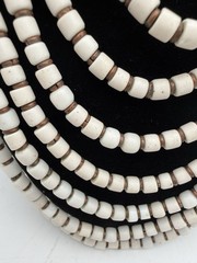 Tribal Bib Necklace White Bone Look Beads Brass Multi Strand Boho Ethnic Vintage