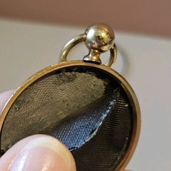 Victorian Mourning Locket Gold-Filled 2 Tintype Photos c1860 Antique Pendant