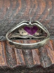 Vtg Ornate Sterling Silver Ring SZ 9 Pink Square Ruby Cubic Zirconia CZ Accents