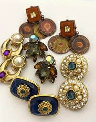 Vintage Jewelry Lot Signed Earrings Panetta Trifari Blanca Anne Klein GAS Bijoux