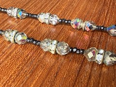 Antique 1920s Era Art Deco Flapper Necklace Black Glass Beads Hand Strung 24”