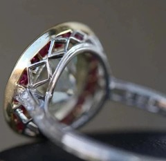 Antique Style Round Cut Lab Created Diamond Ruby Halo Engagement Ring 925 Silver