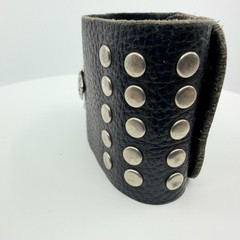 Bracelet Hard Rock Cafe Iron Cross Leather Cuff Black Silver Tone Biker Retro