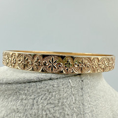 Vintage Victorian Large Bangle Bracelet Gold Filled? Floral Etched 22g 8.5” 7mm