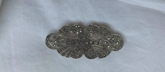 Vintage Markasite 925 Silver Brooch Pin