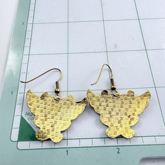 Vintage Cloisonne Enameled Butterfly Gold Tone French Wire Pierced Earrings