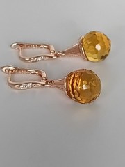 Vintage 1990-s 14 Ct Rolled Gold Citrine Zircons Earrings – Hallmarked 585 RG