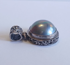 ORNATE STERLING SILVER LILAC LAVENDER MABE PEARL PENDANT