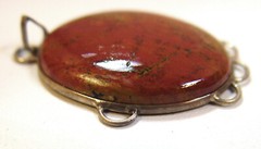 Sterling silver red jasper pendant, 9.6 grams, 1 3/4″ (with bail) x 1 1/4″