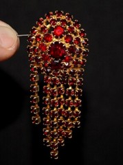Vintage Bronze Soviet Brooch with garnet color stones pin Made in ussr