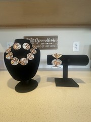 3 Piece MCM Enamel Over Copper Vintage Jewelry Match Necklace Earrings Bracelet