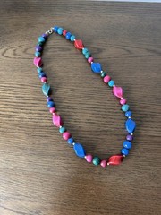 Vintage 1980’s Vibrant Multi-color Beaded Lucite or Acrylic Resin Necklace
