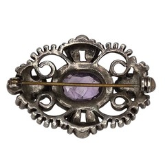 Vintage Floral Sterling Silver 925 Amethyst Brooch Pin