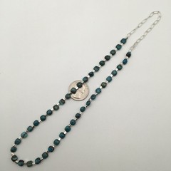 Silver Schark Handmade Sterling Silver & Turquoise Square Necklace 16-20″ #33