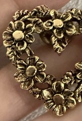 Vtg Camco Antique Gold Tone~Lapel Daisy Flower~Open Heart Love Pin Brooch~Signed