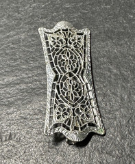 ANTIQUE? SILVER TONE FILAGREE BROOCH N611