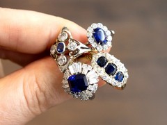 1.94Ct Basaltic Sapphire and 1.07Ct Diamond Platinum Ballerina Ring Circa 1970