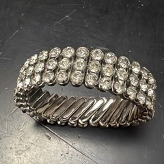 Vintage Japan Rhinestone Stretch Bracelet 3 Row 1950’s Gorgeous Fits Most All