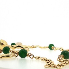 Vintage Catwalk John Jewelry Set – Gold‑Tone Bow Necklace & Green Drop Earrings