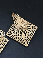 Vintage Lightweight Ornate Lacey Cut-Out Dangle Post Earrings for Pierced Ears –