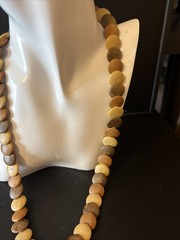 Vintage Exotic Wood Disc Bead Necklace 20” Retro Boho Bohemian