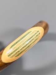 Vintage Boho Tribal Western Green Brown Wood Stripe Round Bangle Bracelet 8.5 in