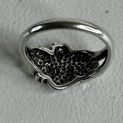 Vtg Sterling Silver Grapes and Grape Leaves Ring Wheeler Signed WM Size 7