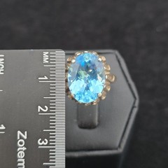 Vtg Sterling Large Blue Topaz Statement Ring 11.25 Kabana Faceted Openwork Crown