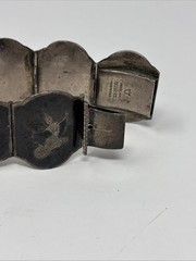 Vtg Thai Nakon 939 Sterling Silver Niello Siam Goddess Panel Bracelet 79.9Grams