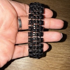 Vintage Rare Signed Weiss Jet Black Rhinestone Bracelet 5 Row Retro Art Deco
