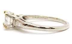 Platinum 1Ctw Round Brilliant Tapered Baguette Solitaire Diamond Engagement Ring