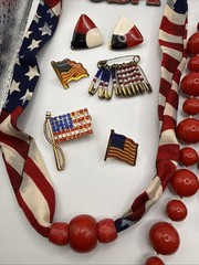 Vintage Patriotic Jewelry Lot Earrings Necklace Brooch USA Flags READ