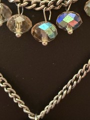 Multi Strand Sliver Tone Necklace Sparkly Glamorous Vintage