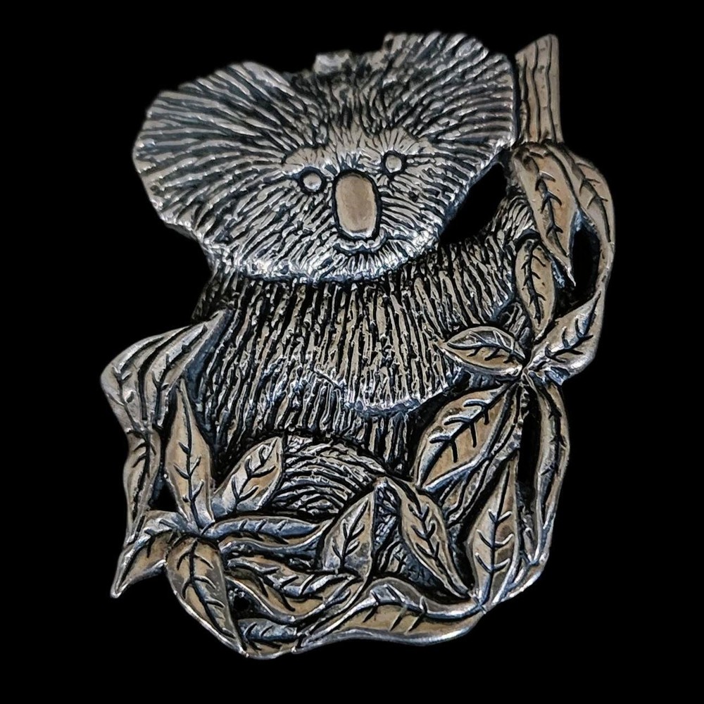 Vintage 1990s Sterling Silver Koala Brooch / Pin by Hand & Hammer, Australia