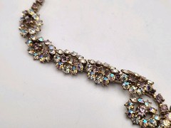Vintage Light Purple Lilac & AB Rhinestone Necklace & Screwback Earrings Set